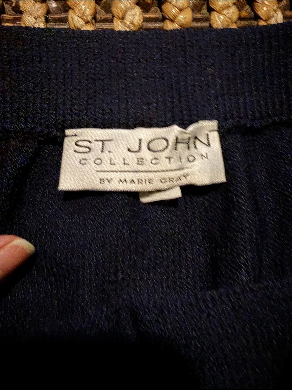 St. John Basics Above the Knee Santana Knit Skirt in Navy